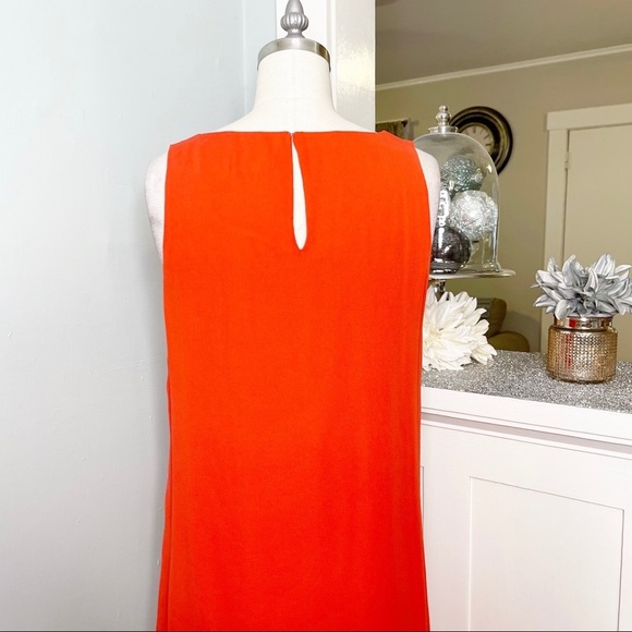 Parker Orange Silk Flowy Dress with Asymmetrical Hem Medium - Picture 5 of 10